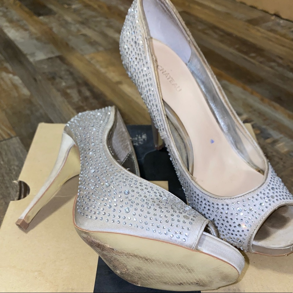 Le Chateau sliver rhinestone heels